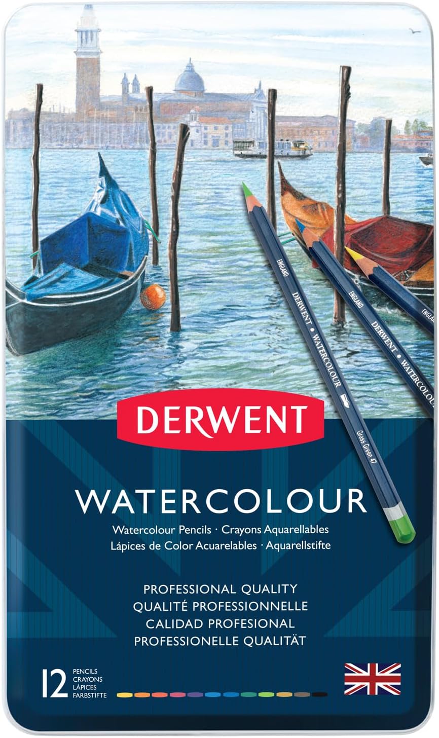 Colored Pencils, Watercolour, Water Color Pencils, Drawing, Art, Metal Tin, 12 Count (32881)