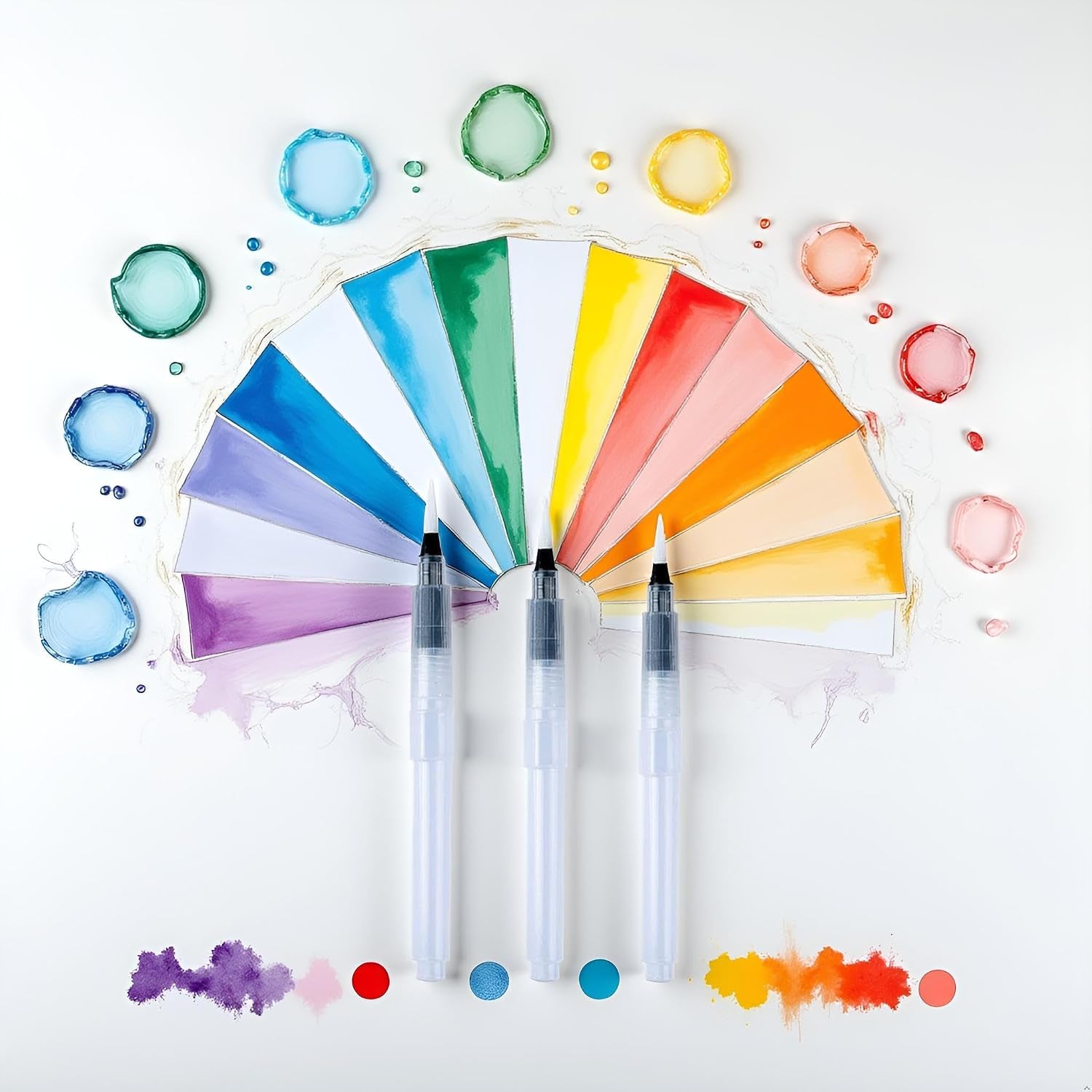 3 Pcs Water Brush Pens Set, 3 Sizes Tips, Refillable Watercolor Brushes, for Blending Colors Creating Shades Watercolor Set Kids Adults Artist Professional, Art Paintbrush Sets