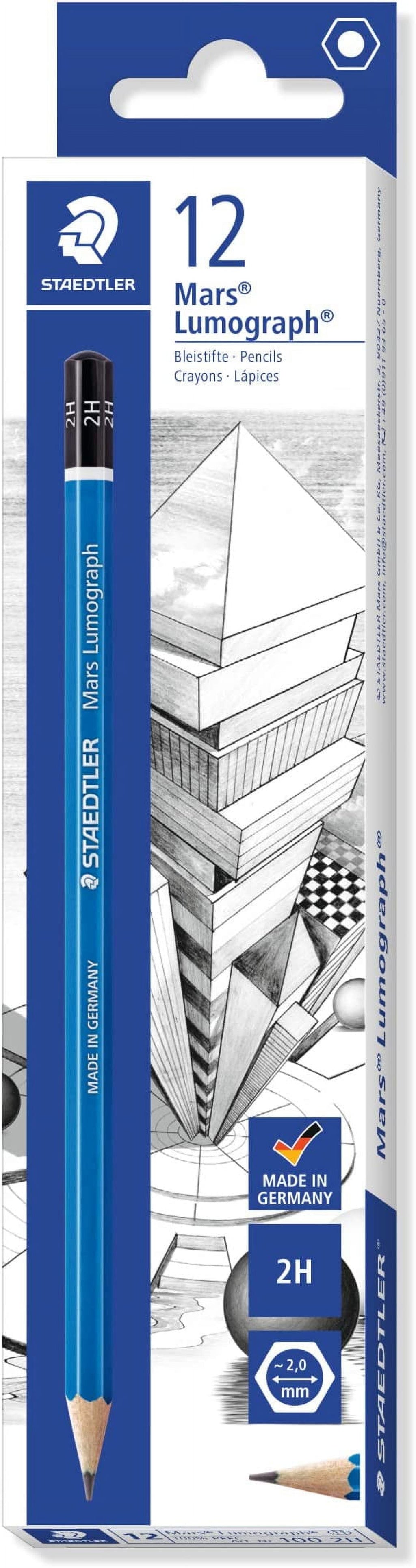 Mars Lumograph 2H Graphite Art Drawing Pencil, Medium Hard, Break-Resistant Bonded Lead, 12 Pack, 100-2H